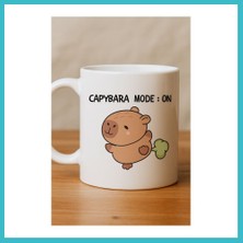 Defne Store Capybara Mode On Yazılı Komik Tasarım Kupa Model 238 Sevimli Baskılı Seramik Kahve Kupası Dfnbez