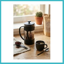 Defne Store 350 ml Borosilikat Cam French Press & Siyah Modern Kahve ve Bitki Çayı Demleme Gereci Dfnbez