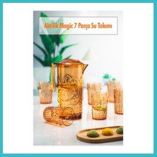 Defne Store Akrilik Bal Sürahi 2,3 Lt ve 6'lı Su Meşrubat Kahve Yanı Bardağı 400 ml Seti ( Cam Değildir ) Dfnbez