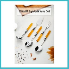 Defne Store 5 Parça Platin Servis Seti & Servis Sunum Seti Amber ( Kepçe / Kevgir / Sıpatula / Çatal / Kaşık ) Dfnbez