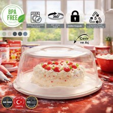Teknocan Marketing Büyük Boy, Geçmeli Kilitli, Kapaklı ve Kulplu Yaş Pasta, Kek Taşıyıcı, Yuvarlak Fanus, Bpa Içermeyen Kek Fanusu, Börek, Çörek Saklama Kabı, Cupcake, Turta, Kurabiye Taşıma Kutusu (Yeşil)
