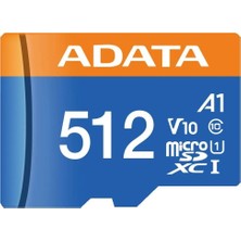 Adata Premier 512GB 100/25 Mb/s CLASS10 Adaptörlü Microsdxc Hafıza Kartı