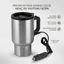 Teknocan Marketing 12V Paslanmaz Çelik Aktif Isı Korumalı Oto Sıcak Içecek Termosu