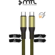 Mtl 60W Pd Type-C To Type-C Metal Başlıklı Örgülü Hızlı Şarj ve Data Kablosu 1.5 Metre MT2123