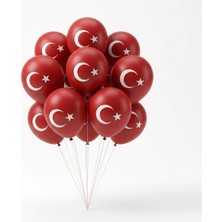 Partixa Kırmızı Beyaz Ay Yıldız Baskılı Balon (10'lu)