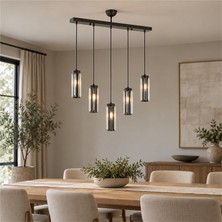 Apliqa Natali 5 Li Siyah Metal Avize Modern Tasarım Salon Aydınlatması için Şık Seçim