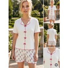 Lindros Beyaz Şortlu Pijama Takımı