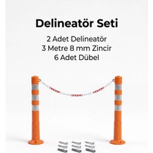 Gebze İş Güvenliği Otopark Düzenleyici (2 Adet 75 cm Delinatör + 3 Metre 8 mm Zincir)