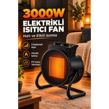 Teknonisa 3000W Elektrikli Isıtıcı Fan – 3 Kademeli Ayar, Hızlı Isıtma Soğuğa Meydan Oku