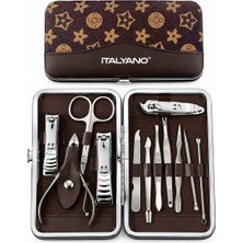 İtalyano Italyano KA-064 12 Parça Manikür Pedikür Seti Krom Desenli Çantalı
