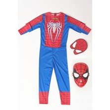 Marvel Spider-Man Kırmızı Beyaz Baskılı 2 Maskeli Kostüm Erkek Çocuk İçin Kaliteli ve Esnek