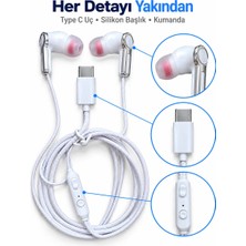 Elvasta Dmtk- Eldm- Elva- Kumandalı ve Silikon Başlıklı Beyaz Type C Kablolu Kulaklık El Tk