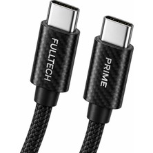 Bontec 60W Hızlı Şarj Kablosu, 3A Type-C To Type-C  Hızlı Şarj ve Data Kablosu, 1.2 Metre Kablo Uzunluğu,  Karbon Fiber Gövde,  Örgü Kablo, Esnek ve Dayanıklı Yapı