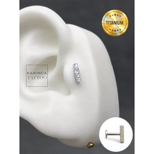 Teknocan Marketing Baget Zirkon Taşlı Titanyum Piercing Premium Forward Helix Flat Conch Burun Kulak Tragus Küpe