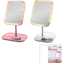 Teknocan Marketing Dikdörtgen 7 Inc Ledli - USB Şarjlı Makyaj Aynası 90° Açı Ayarlı Takılı Ayak Renkli Pls İ11-017