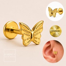 Teknocan Marketing Kelebek Titanyum Piercing Küpe Forward Helix Conch Flat Kulak Tragus