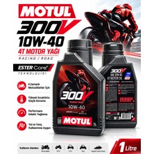 Motul 300V 10W-40 4t Ester Core Tam Sentetik Yarış ve Performans Motosiklet Motor Yağı 1 Litre