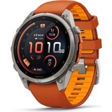 Garmin Fenix 9 Pro inReach – 47 mm - Titanyum, Turuncu Silikon Kayışlı - LTE ve Uydu İletişim Özellikleri Türkiye’de Aktif Değildir.