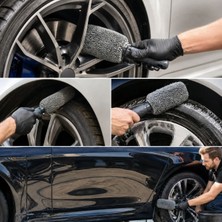 Teknocan Marketing Mikrofiber Jant Temizleme Fırçası Yumuşak Çizmez Saplı Araba Motosiklet Lastik Yıkama Bakım Süngeri