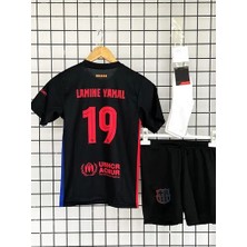 Taha spor Barcelona Lamine Yamal Siyah Çocuk Forma Takımı 3'lü Set
