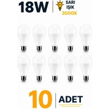 Tr 18W E27 LED Ampul 3000K Sarı Işık 10 Adet Yüksek Aydınlatma LED Lamba