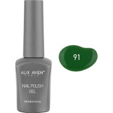Alix Avien Çim Yeşili Kalıcı Oje 91-Yoğun Renk Veren Jel Oje 12 Ml-Nail Uv Gel Polish 91