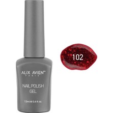 Alix Avien Işıltılı Kırmızı Kalıcı Oje 102-YOĞUN Renk Veren Jel Oje 12 Ml-Nail Uv Gel Polish 102