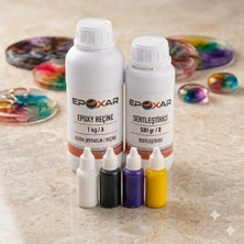 Tr Epoksi Reçine 1.5 kg Şeffaf Epoksi Reçine Kit + 4 Renkli Pigment Boya Avantaj Paketi (Beyaz,si
