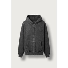 Abluka Online Erkek Relax Fit Yıkamalı Kapüşonlu Sweatshirt Siyah