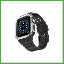 Bezos Watch 42MM Uyumlu KR401 Silikon Kordon - Siyah-Gümüş Mgc