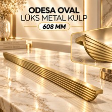 Badem10 Odesa Oval Altın 608 mm 60.8 cm Metal Mobilya Mutfak Çekmece Dolap Dolabı Kapak Kulpu Kulbu Kulpları