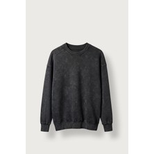 Abluka Online Erkek Oversize Yıkamalı Bisiklet Yaka Sweatshirt Siyah