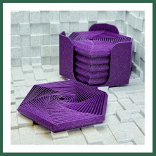 Vintessy Vıntessy 3D Baskı Super Fidget Coaster Seti - Altıgen Desenli Bardak Altlığı ve Tutucu-Mor BZS01