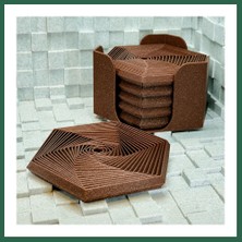 Vintessy Vıntessy 3D Baskı Super Fidget Coaster Seti - Altıgen Desenli Bardak Altlığı ve Tutucu-Kahverengi BZS01
