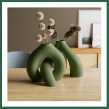 Vintessy Vıntessy 3D Baskı Interlocking Vazo - Iç Içe Geçen Dekoratif Vazo-Yeşil BZS01