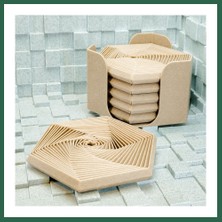 Vintessy Vıntessy 3D Baskı Super Fidget Coaster Seti - Altıgen Desenli Bardak Altlığı ve Tutucu-Bej BZS01