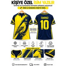 Taha spor Isim Yazılır Taraftar Futbol Forması Kanarya Temalı Sarı Lacivert Forma Yetişkin