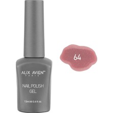 Alix Avien Işıltılı Nude Pembe Kalıcı Oje 64-Yoğun Renk Veren Jel Oje 12 Ml-Nail Uv Gel Polish 64