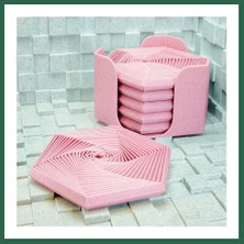 Vintessy Vıntessy 3D Baskı Super Fidget Coaster Seti - Altıgen Desenli Bardak Altlığı ve Tutucu-Pembe BZS01