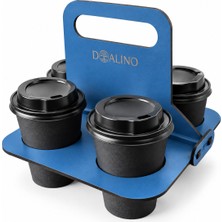 Doalino Katlanabilir Ahşap Karton Bardak Taşıyıcısı – 4 Bardak Kapasiteli Bardak Viyolü - Mavi