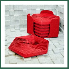 Vintessy Vıntessy 3D Baskı Super Fidget Coaster Seti - Altıgen Desenli Bardak Altlığı ve Tutucu-Kırmızı BZS01