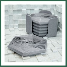 Vintessy Vıntessy 3D Baskı Super Fidget Coaster Seti - Altıgen Desenli Bardak Altlığı ve Tutucu-Gri BZS01