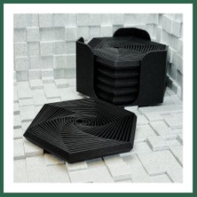 Vintessy Vıntessy 3D Baskı Super Fidget Coaster Seti - Altıgen Desenli Bardak Altlığı ve Tutucu-Siyah BZS01