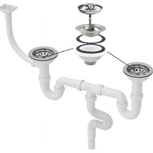 Tr Çöpmak Çiftli Lavabo Sifonu, Dik Taşmalı Derin Tip, 11 cm Kafa Çapı, Koku Önleyici, Kolay