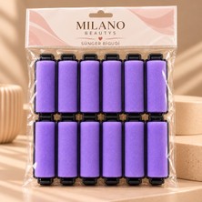 Milano Beautys 12'li Sünger Bigudi Seti – Mandallı Saç Şekillendirici, Isısız Bukle ve Dalga Yapma Bigudisi