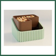 Vintessy Vıntessy 3D Baskı Fıstık Kasesi - Çift Hazneli Kabuk Ayırıcı Sunum Kasesi - Mint Kahverengi BZS01