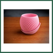 Vintessy Vıntessy 3D Baskı Küre Saksı - Kafes Dokulu Iki Parçalı Dekoratif Saksı - Pembe-Pembe BZS01