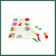 Vintessy Vıntessy 3D Baskı Geometrik Şekiller ve Kesirler Eğitim Seti - Renkli Şekil Eşleştirme Puzzle, Montessori Öğretim Materyali BZS01