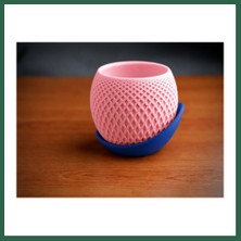 Vintessy Vıntessy 3D Baskı Küre Saksı - Kafes Dokulu Iki Parçalı Dekoratif Saksı - Pembe-Mavi BZS01
