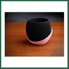 Vintessy Vıntessy 3D Baskı Küre Saksı - Kafes Dokulu Iki Parçalı Dekoratif Saksı - Siyah-Pembe BZS01